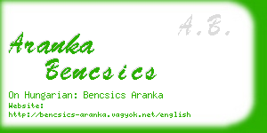 aranka bencsics business card